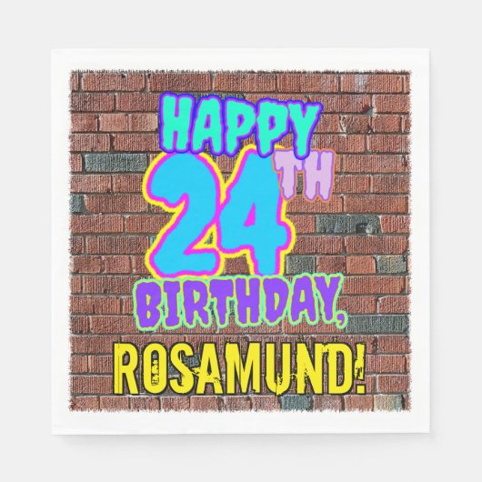 24e verjaardag ~ Leuk, Urban Graffiti geïnspireerd Servet (Voorkant)