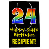 24e verjaardag: Leuk, Vet, Kleurrijk, Regenboog "2 Medium Cadeauzakje (Voorkant)