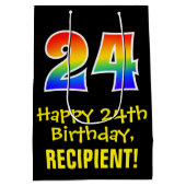 24e verjaardag: Leuk, Vet, Kleurrijk, Regenboog "2 Medium Cadeauzakje (Achterkant)