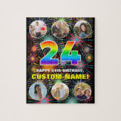 24e verjaardag: Leuke regenboog #, aangepaste naam Legpuzzel (Verticaal)