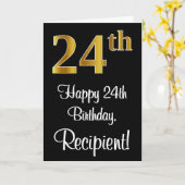 24e verjaardag ~ Luxurieuze Faux Gold-look # Kaart (Gele Bloem)