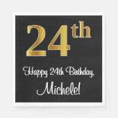 24e verjaardag ~ Luxurieuze Faux Gold-look # Servet (Voorkant)