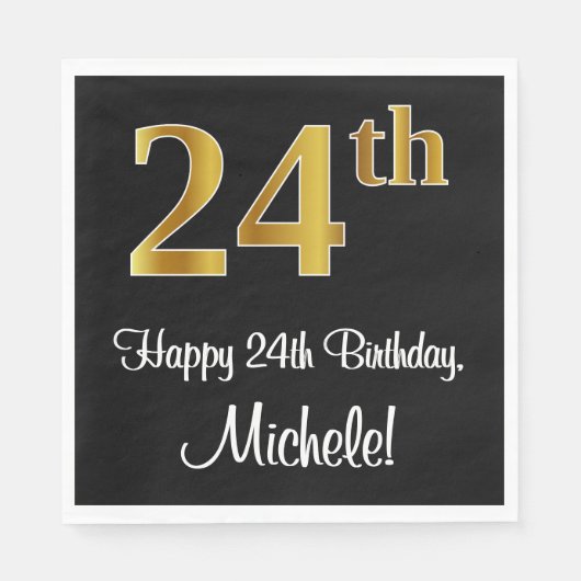 24e verjaardag ~ Luxurieuze Faux Gold-look # Servet (Voorkant)