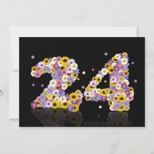 24e verjaardag, met bloembollen letters kaart (Voorkant)
