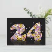 24e verjaardag, met bloembollen letters kaart (Staand voorkant)