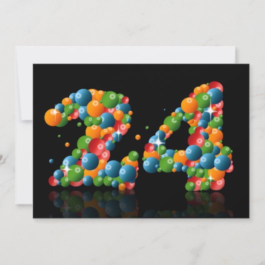 24e verjaardag, met bubbels en ballen kaart (Voorkant)