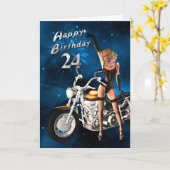 24e verjaardag met een motorfiets kaart (Gele Bloem)