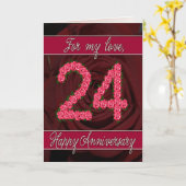 24e verjaardag met rozen en bladeren kaart (Gele Bloem)