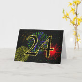24e verjaardag met vuurwerk kaart (Gele Bloem)