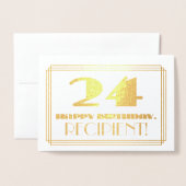 24e verjaardag; Naam + Art Deco geïnspireerde look Folie Kaarten (Voorkant met envelop)