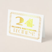 24e verjaardag; Naam + Art Deco geïnspireerde look Folie Kaarten (Voorkant)