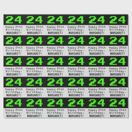 24e verjaardag - Nerdy / Geeky stijl "24" en naam Cadeaupapier (Vlak)