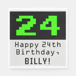 24e verjaardag - Nerdy / Geeky Style "24" & naam Servet