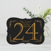 24e verjaardag op het feest op 24e dag, geweldige kaart (Staand voorkant)