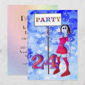 24e verjaardag partij bord uitnodiging (Voorkant / Achterkant)
