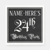 24e verjaardag Partij — Fancy Manuscript + de Naam Servet (Voorkant)