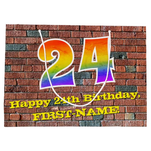 24e verjaardag: Plezier, op graffiti geïnspireerde Groot Cadeauzakje (Achterkant)