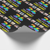 24e verjaardag: Regenboog "24"; Aangepaste foto's  Cadeaupapier (Hoek)