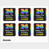 24e verjaardag: Regenboogspectrum # 24, Aangepaste Vierkante Sticker (Vel)