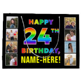 24e verjaardag: regenboogtekst, aangepaste foto's groot cadeauzakje (Achterkant)