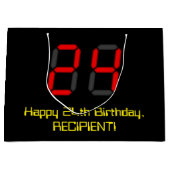 24e verjaardag: Rode digitale klok stijl "24" + na Groot Cadeauzakje (Voorkant)