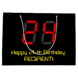 24e verjaardag: Rode digitale klok stijl "24" + na Groot Cadeauzakje