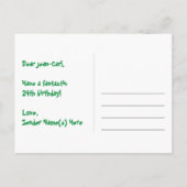 24e verjaardag: Roze strepen & harten, Regenboog 2 Briefkaart (Achterkant)