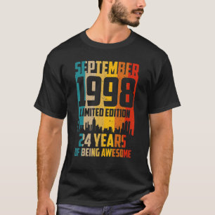 24e verjaardag september 1998 24 jaar oud t-shirt