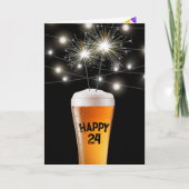 24e verjaardag Sparkler in bierglas Kaart (Voorkant)