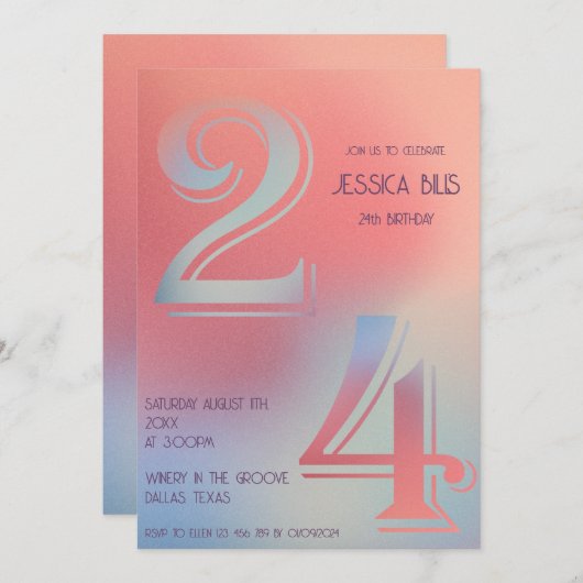 24e verjaardag uitnodiging (Voorkant / Achterkant)