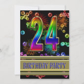 24e verjaardag Uitnodiging met bellen (Voorkant)
