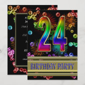 24e verjaardag Uitnodiging met bellen (Voorkant / Achterkant)