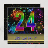 24e verjaardag Uitnodiging met bellen (Voorkant / Achterkant)