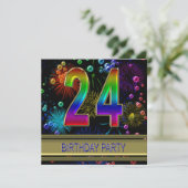 24e verjaardag Uitnodiging met bellen (Staand voorkant)