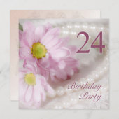 24e verjaardag uitnodiging van feestdag met mazen (Voorkant / Achterkant)