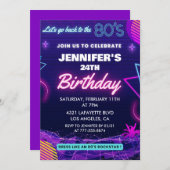 24e verjaardag uitnodigingen Terug naar de jaren 8 (Voorkant / Achterkant)