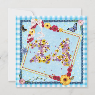 24e verjaardag Uitnodigingsbloemen, vlinders Kaart