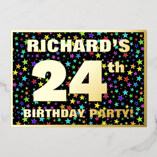 24e verjaardag van de gevechtsdag - vun, kleurrijk folie uitnodiging (Voorkant)