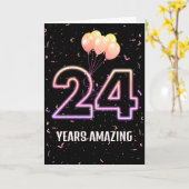 24e verjaardag van de luchtballonnen en Confetti Kaart (Gele Bloem)