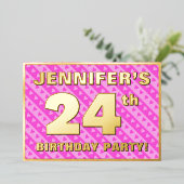 24e verjaardag van de opstand - vuurroze harten en folie uitnodiging (Staand Voorkant)