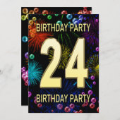 24e verjaardag van het Vuurwerk van de Uitnodiging (Voorkant / Achterkant)