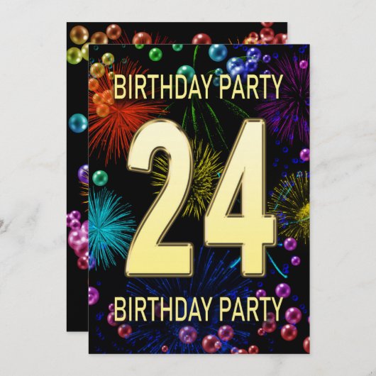 24e verjaardag van het Vuurwerk van de Uitnodiging (Voorkant / Achterkant)