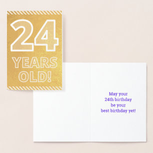 24e verjaardag: Vet "24 JAAR OUD!" Goudfolie Kaart
