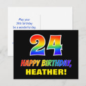 24e verjaardag: Vet, Vun, eenvoudig, regenboog 24 Briefkaart (Voorkant / Achterkant)