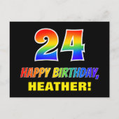 24e verjaardag: Vet, Vun, eenvoudig, regenboog 24 Briefkaart (Voorkant)