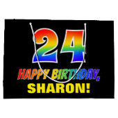 24e verjaardag: Vet, vun, eenvoudig, regenboog 24 Groot Cadeauzakje (Achterkant)