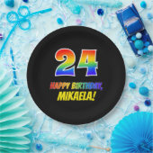 24e verjaardag: Vet, Vun, eenvoudig, regenboog 24 Papieren Bordje (Feest)