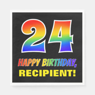 24e verjaardag: Vet, Vun, eenvoudig, regenboog 24 Servet