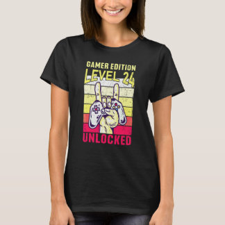 24e Verjaardag Video Gamer Editie Niveau 24 Vrijge T-shirt