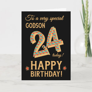24e verjaardag, voor Godson, Gold Effect op zwart Kaart